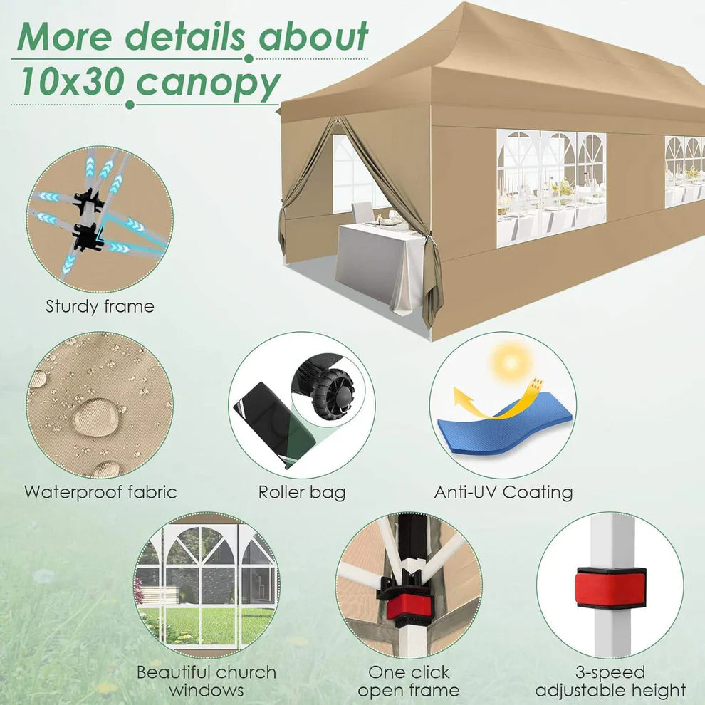 🔥[Hot sale]🔥10x20Pop up Canopy Tent with 6 sidewalls Commercial Heavy Duty Canopy UPF 50+ All Weather Waterproof Outdoor Wedding Party Tents